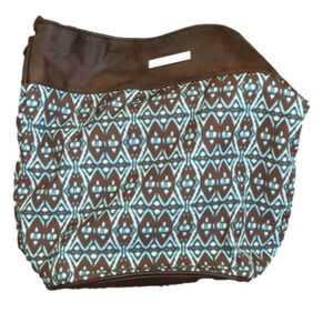 CHRISTIAN SORIANO BROWN FAUX LEATHER AND PATTERN PURSE